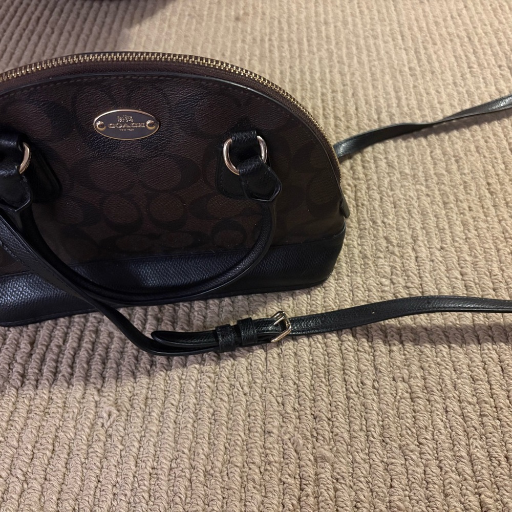Coach Signature Brown and Black Crossbody Bag